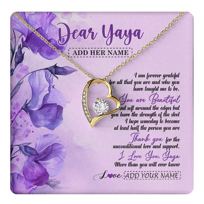 Forever Love Necklace 18K Yellow Gold Finish | 1 | Personalized To My Yaya Gifts Necklace Flower You Are Beautiful Gifts For Yaya Mothers Day Birthday Christmas Thanksgiving Customized Gift Box Message Card | teecentury.myshopify