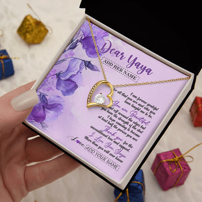 Forever Love Necklace 18K Yellow Gold Finish | 2 | Personalized To My Yaya Gifts Necklace Flower You Are Beautiful Gifts For Yaya Mothers Day Birthday Christmas Thanksgiving Customized Gift Box Message Card | teecentury.myshopify