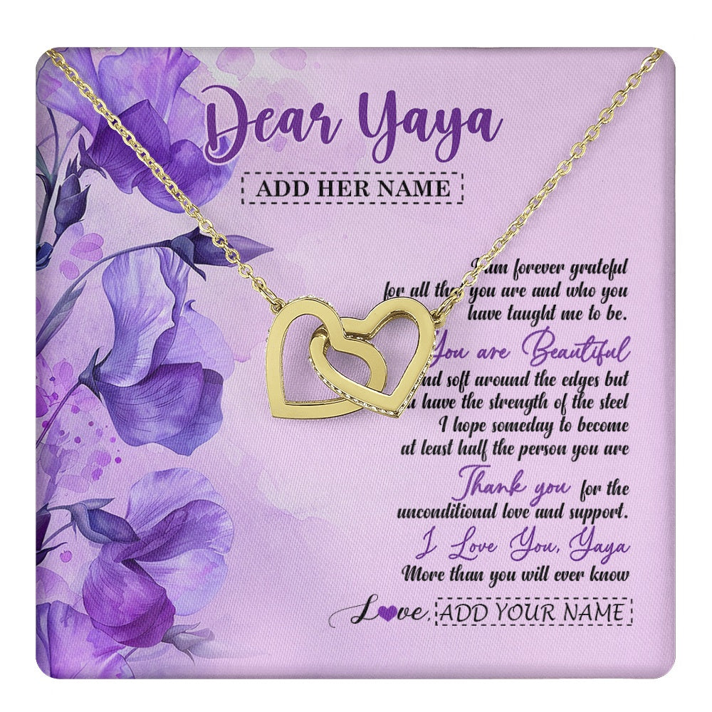 Interlocking Hearts Necklace 18K Yellow Gold Finish | 1 | Personalized To My Yaya Gifts Necklace Flower You Are Beautiful Gifts For Yaya Mothers Day Birthday Christmas Thanksgiving Customized Gift Box Message Card | teecentury.myshopify
