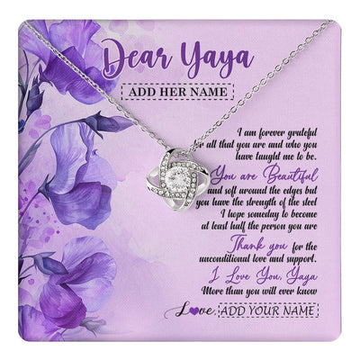 Love Knot Necklace 14K White Gold Finish | 1 | Personalized To My Yaya Gifts Necklace Flower You Are Beautiful Gifts For Yaya Mothers Day Birthday Christmas Thanksgiving Customized Gift Box Message Card | teecentury.myshopify