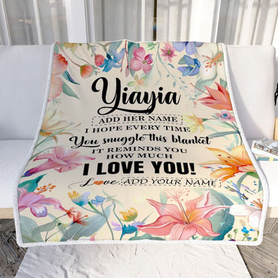 Personalized To My Yiayia Blanket From Grandkids Grandchildren Floral I Love You Great Yiayia Birthday Gifts Mothers Day Christmas Customized Fleece Blanket | teecentury