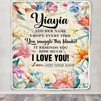 Personalized To My Yiayia Blanket From Grandkids Grandchildren Floral I Love You Great Yiayia Birthday Gifts Mothers Day Christmas Customized Fleece Blanket | teecentury