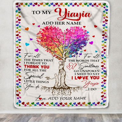 Personalized To My Yiayia Blanket From Grandkids Grandson Colorful Tree Thank You For All Yiayia Birthday Gifts Mothers Day Christmas Customized Fleece Blanket | teecentury