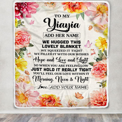 Personalized To My Yiayia Blanket From Grandkids Grandson Floral We Hugged This Lovely Yiayia Birthday Gifts Mothers Day Christmas Customized Fleece Blanket | teecentury