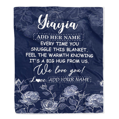 Personalized To My Yiayia Gifts Blanket From Granddaughter Grandson Blue Flower Love You Birthday Gifts For Yiayia Mothers Day Christmas Yiayia Fleece Blanket | teecentury