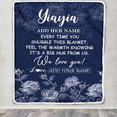 Personalized To My Yiayia Gifts Blanket From Granddaughter Grandson Blue Flower Love You Birthday Gifts For Yiayia Mothers Day Christmas Yiayia Fleece Blanket | teecentury