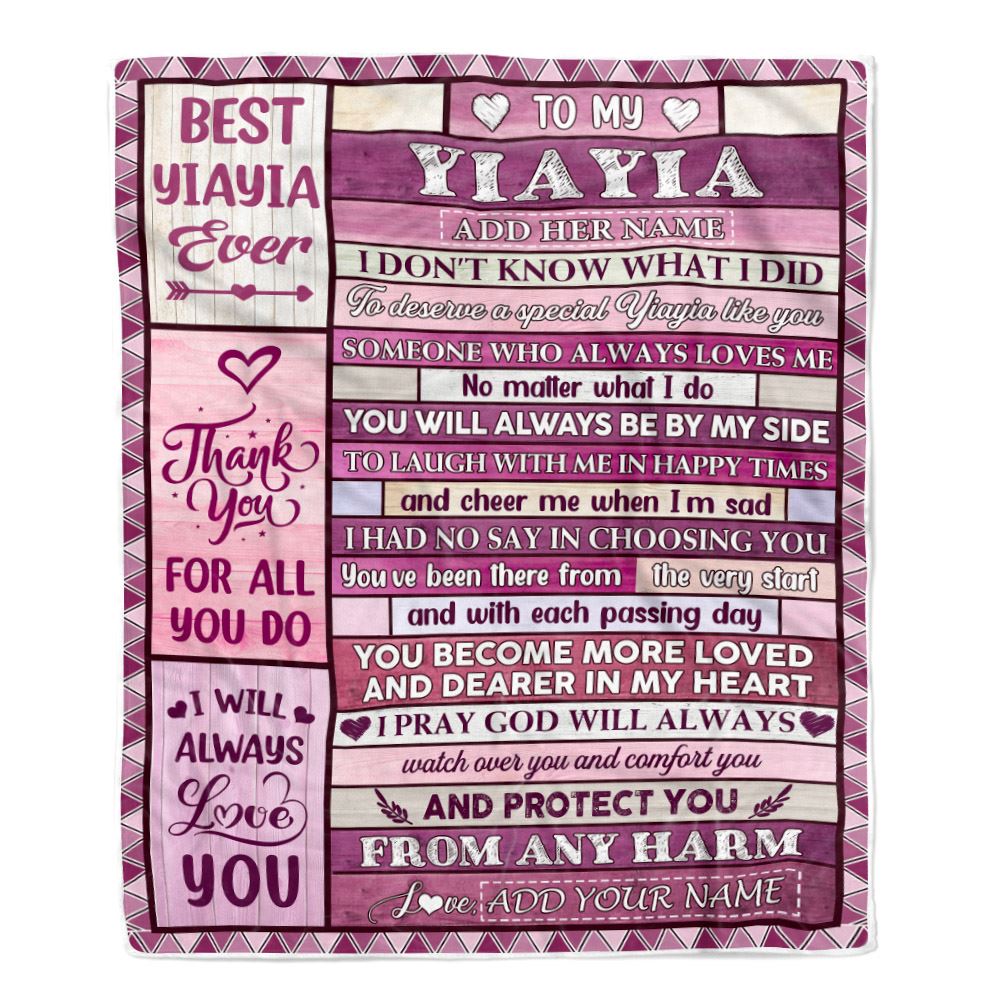 Personalized To My Yiayia Gifts Blanket From Granddaughter Grandson Wood Thank You For All Gifts For Yiayia Mothers Day Birthday Christmas Fleece Blanket | teecentury