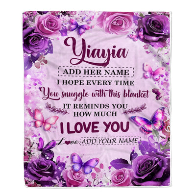 Personalized To My Yiayia Gifts Blanket From Granddaughter Purple Floral Birthday Gifts For Yiayia Mothers Day Thanksgiving Christmas Custom Fleece Blanket | teecentury