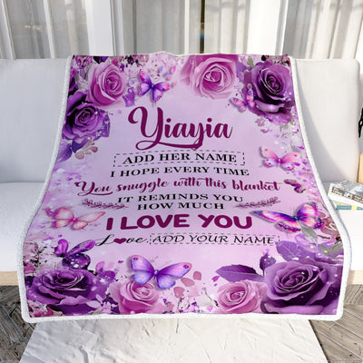 Personalized To My Yiayia Gifts Blanket From Granddaughter Purple Floral Birthday Gifts For Yiayia Mothers Day Thanksgiving Christmas Custom Fleece Blanket | teecentury
