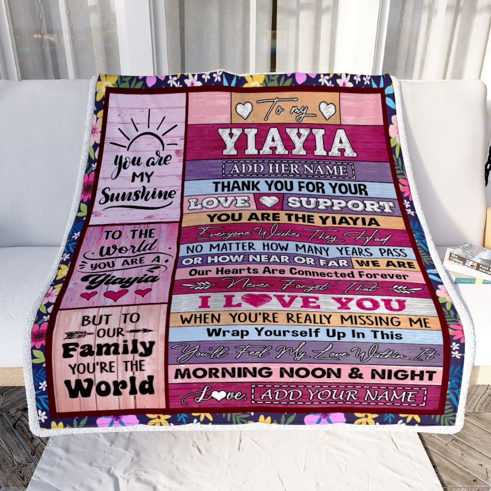 Personalized To My Yiayia Gifts Blanket From Grandkids Grandchildren Wood You Are The Yiayia Birthday Gifts Mothers Day Christmas Customized Fleece Blanket | teecentury