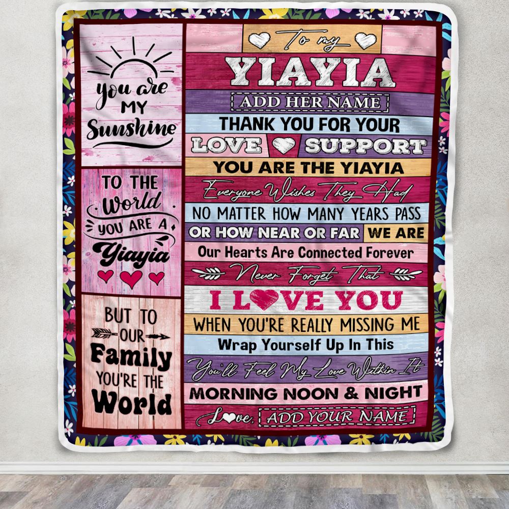 Personalized To My Yiayia Gifts Blanket From Grandkids Grandchildren Wood You Are The Yiayia Birthday Gifts Mothers Day Christmas Customized Fleece Blanket | teecentury