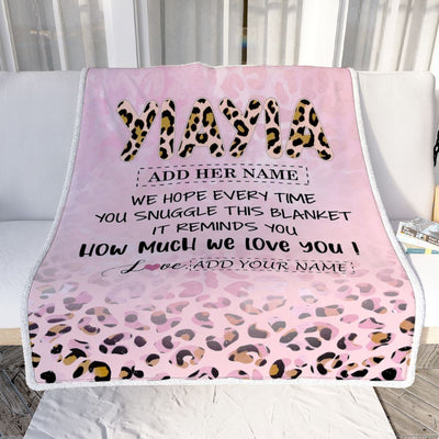 Personalized To My Yiayia Gifts From Granddaughter Blanket Pink Leopard Happy Birthday Gifts For Yiayia Mothers Day Christmas Customized Fleece Throw Blanket | teecentury