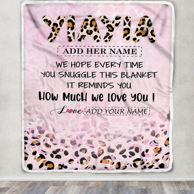 Personalized To My Yiayia Gifts From Granddaughter Blanket Pink Leopard Happy Birthday Gifts For Yiayia Mothers Day Christmas Customized Fleece Throw Blanket | teecentury