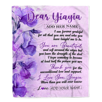 Personalized To My Yiayia Gifts From Granddaughter Grandson Blanket Flower You Are Beautiful Gifts For Yiayia Mothers Day Birthday Christmas Fleece Blanket | teecentury