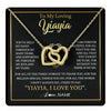 Interlocking Hearts Necklace 18K Yellow Gold Finish | 1 | Personalized To My Yiayia Gifts Necklace From Granddaughter Grandson Grateful Thank You Yiayia Birthday Mothers Day Christmas Customized Gift Box Message Card | teecentury