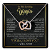 Interlocking Hearts Necklace Stainless Steel & Rose Gold Finish | 1 | Personalized To My Yiayia Gifts Necklace From Granddaughter Grandson Grateful Thank You Yiayia Birthday Mothers Day Christmas Customized Gift Box Message Card | teecentury