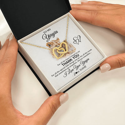 Interlocking Hearts Necklace 18K Yellow Gold Finish | 2 | Personalized To My Yiayia Necklace From Granddaughter Thank You Lion Yiayia Gift For Mothers Day Birthday Gift Christmas For Yiayia Gift Box Message Card | teecentury