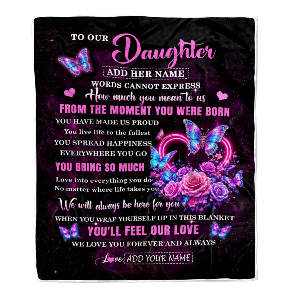 Personalized To Our Daughter Blanket Sentimental Gift From Mom Dad Words Of Love For Daughter Birthday Christmas Graduation Gifts Custom Fleece Throw Blanket Shirt & Hoodie | teecentury