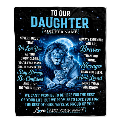 Personalized To Our Daughter Gift Blanket From Mom Dad Lion Love Letter Graduation Gift Daughter Birthday Gifts Christmas Custom Fleece Throw Blanket | teecentury