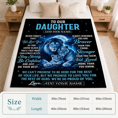 Personalized To Our Daughter Gift Blanket From Mom Dad Lion Love Letter Graduation Gift Daughter Birthday Gifts Christmas Custom Fleece Throw Blanket | teecentury