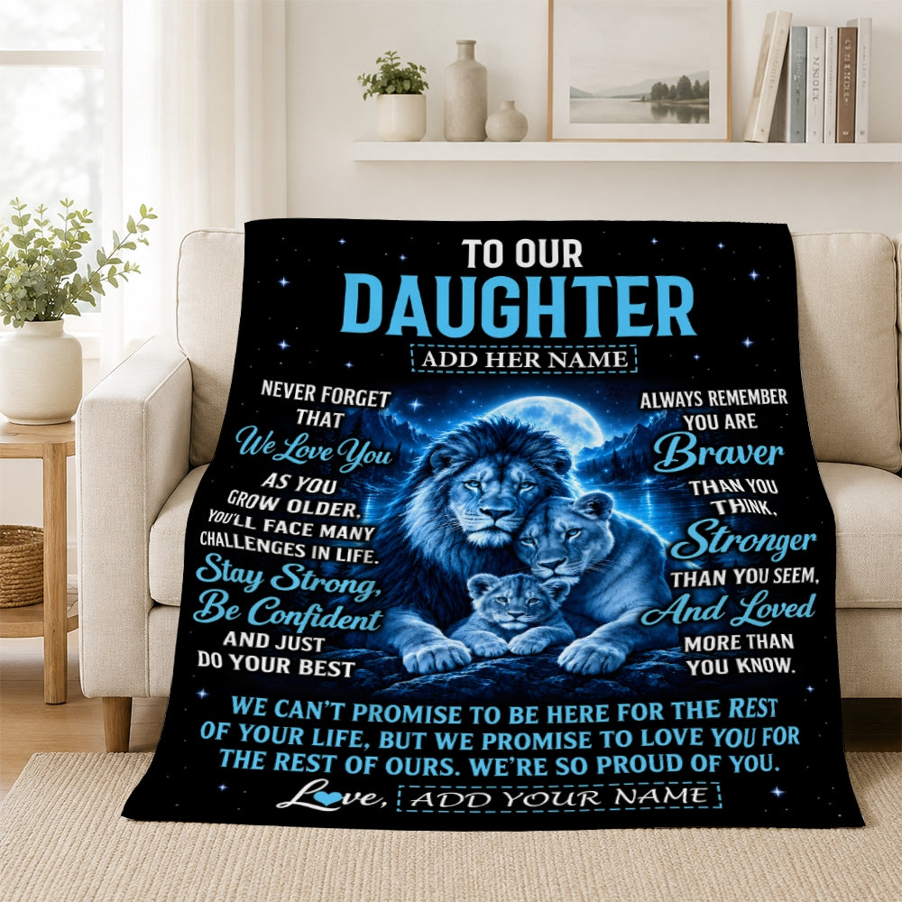 Personalized To Our Daughter Gift Blanket From Mom Dad Lion Love Letter Graduation Gift Daughter Birthday Gifts Christmas Custom Fleece Throw Blanket | teecentury