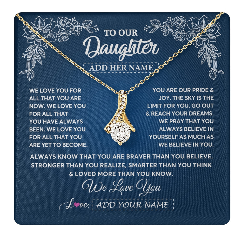Alluring Beauty Necklace 18K Yellow Gold Finish | 1 | Personalized To Our Daughter Gifts From Mom Dad Necklace We Love You Jewelry Present Gift For Daughter Birthday Christmas Custom Custom Gift Box Message Card | https://teecentury.