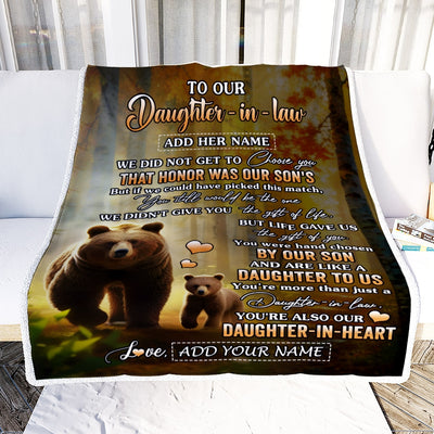 Personalized To Our Daughter In Law Gifts Blanket From Mother-In-Law Bear Gifts For Daughter In Law Birthday Valentine's Wedding Presents Custom Fleece Blanket | teecentury