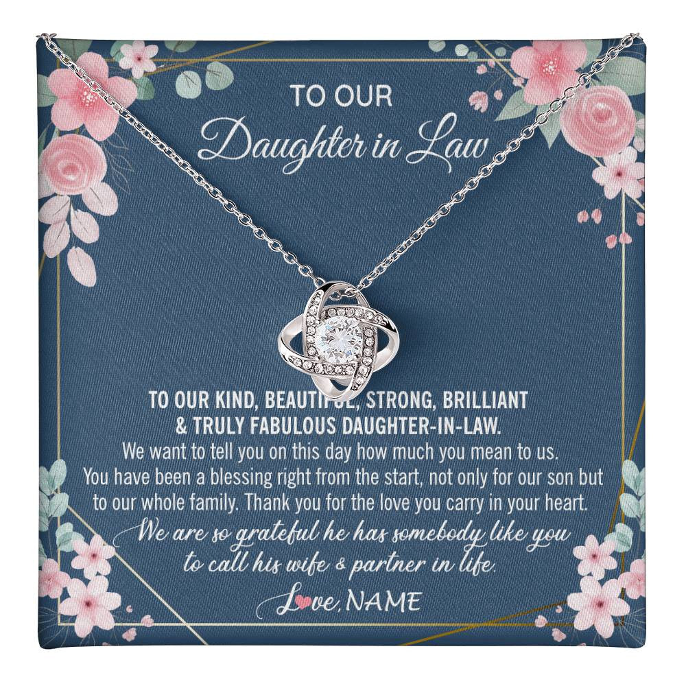 Personalized To Our Daughter In Law Necklace On Wedding Day For