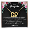 Interlocking Hearts Necklace 18K Yellow Gold Finish | Personalized To Our Daughter Necklace From Mom Dad You're Beautiful Daughter Jewelry Pendant Birthday Valentines Day Christmas Customized Gift Box Message Card | teecentury