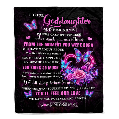 Personalized To Our Goddaughter Blanket Sentimental Gift From Godmother Godfather Words Of Love For Goddaughter Birthday Christmas Gifts Custom Fleece Blanket Shirt & Hoodie | teecentury