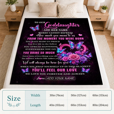 Personalized To Our Goddaughter Blanket Sentimental Gift From Godmother Godfather Words Of Love For Goddaughter Birthday Christmas Gifts Custom Fleece Blanket Shirt & Hoodie | teecentury