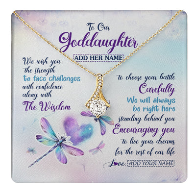 Alluring Beauty Necklace 18K Yellow Gold Finish | 1 | Personalized To Our Goddaughter Gifts Necklace From Godmother Always Be Right Here Dragonfly Birthday For Goddaughter Christmas Jewelry Gift Box Message Card | https://teecentury.