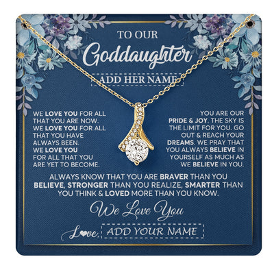 Alluring Beauty Necklace 18K Yellow Gold Finish | 1 | Personalized To Our Goddaughter Necklace Gift From Godmother Uncle We Love You Goddaughter Birthday Gift Graduation Christmas Custom Gift Box Message Card | teecentury.myshopify