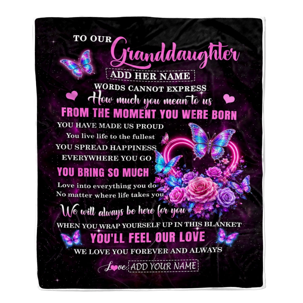 Personalized To Our Granddaughter Blanket Sentimental Gift From Grandma Grandpa Words Of Love For Granddaughter Birthday Christmas Gifts Custom Fleece Blanket Shirt & Hoodie | teecentury