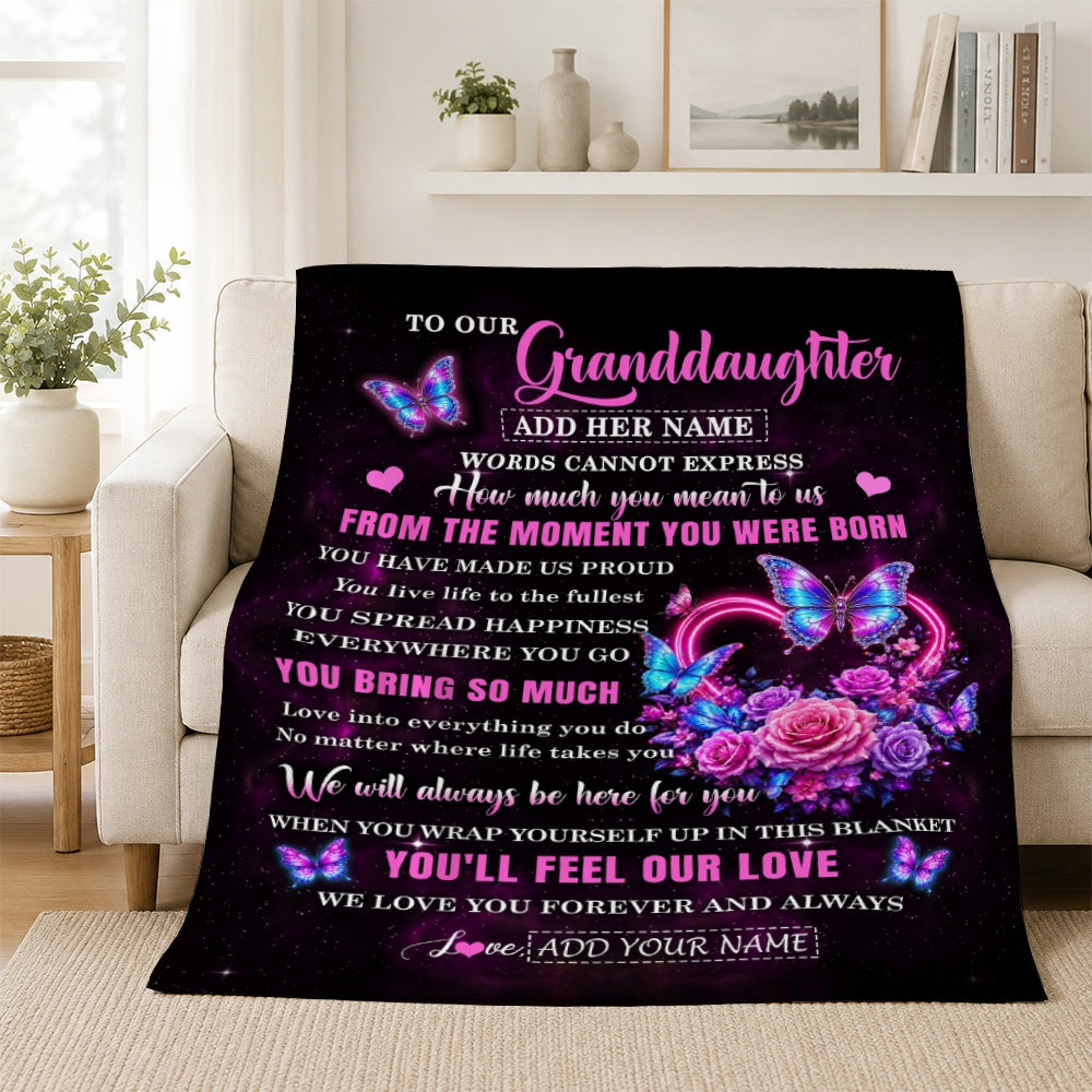 Personalized To Our Granddaughter Blanket Sentimental Gift From Grandma Grandpa Words Of Love For Granddaughter Birthday Christmas Gifts Custom Fleece Blanket Shirt & Hoodie | teecentury