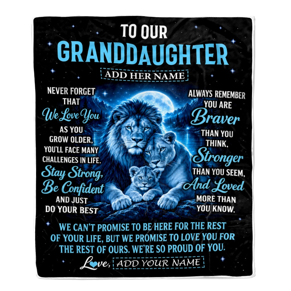 Personalized To Our Granddaughter Gift Blanket From Grandma Grandpa Lion Love Letter Graduation Gift Granddaughter Birthday Gifts Christmas Fleece Blanket | teecentury
