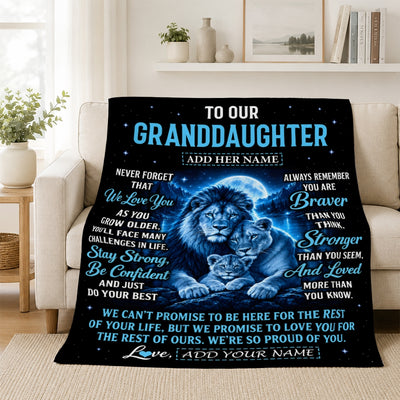 Personalized To Our Granddaughter Gift Blanket From Grandma Grandpa Lion Love Letter Graduation Gift Granddaughter Birthday Gifts Christmas Fleece Blanket | teecentury