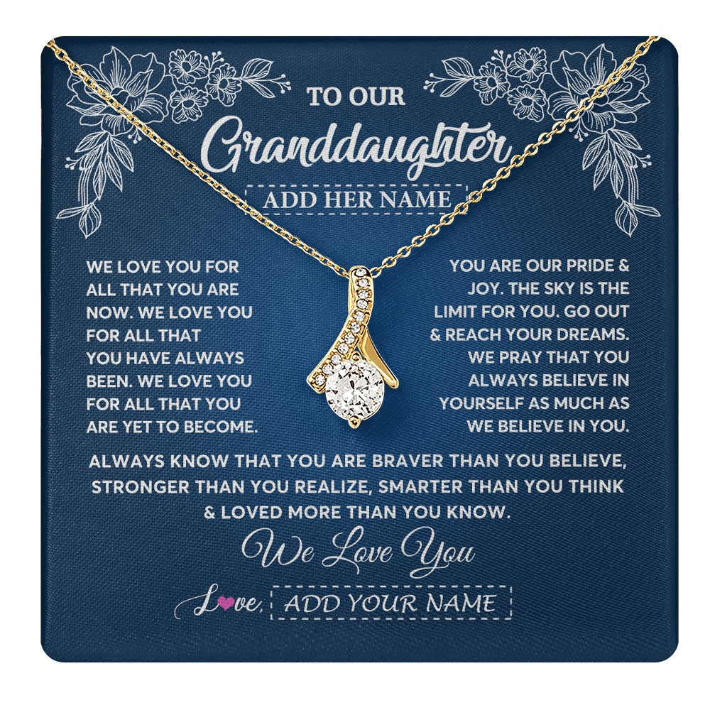 Alluring Beauty Necklace 18K Yellow Gold Finish | 1 | Personalized To Our Granddaughter Gifts From Grandma Grandpa Necklace We Love You Jewelry Gift Granddaughter Birthday Christmas Custom Gift Box Message Card | https://teecentury.