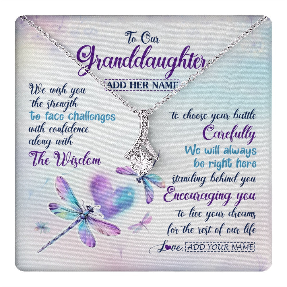 Alluring Beauty Necklace 14K White Gold Finish | 1 | Personalized To Our Granddaughter Gifts Necklace From Grandma Grandpa Always Be Right Here Dragonfly Birthday For Granddaughter Christmas Gift Box Message Card | https://teecentury.