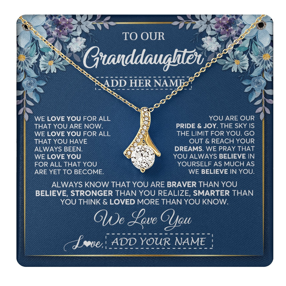 Alluring Beauty Necklace 18K Yellow Gold Finish | 1 | Personalized To Our Granddaughter Necklace Gift From Granparents We Love You Granddaughter Birthday Gift Graduation Christmas Custom Gift Box Message Card | teecentury.myshopify