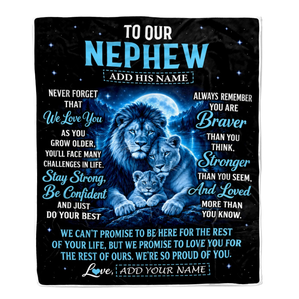 Personalized To Our Nephew Gift Blanket From Aunt Uncle Lion Love Letter Graduation Gift Nephew Birthday Gifts Christmas Custom Fleece Throw Blanket | teecentury