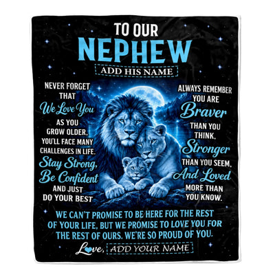 Personalized To Our Nephew Gift Blanket From Aunt Uncle Lion Love Letter Graduation Gift Nephew Birthday Gifts Christmas Custom Fleece Throw Blanket | teecentury