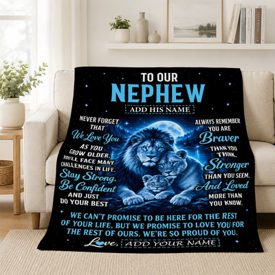 Personalized To Our Nephew Gift Blanket From Aunt Uncle Lion Love Letter Graduation Gift Nephew Birthday Gifts Christmas Custom Fleece Throw Blanket | teecentury