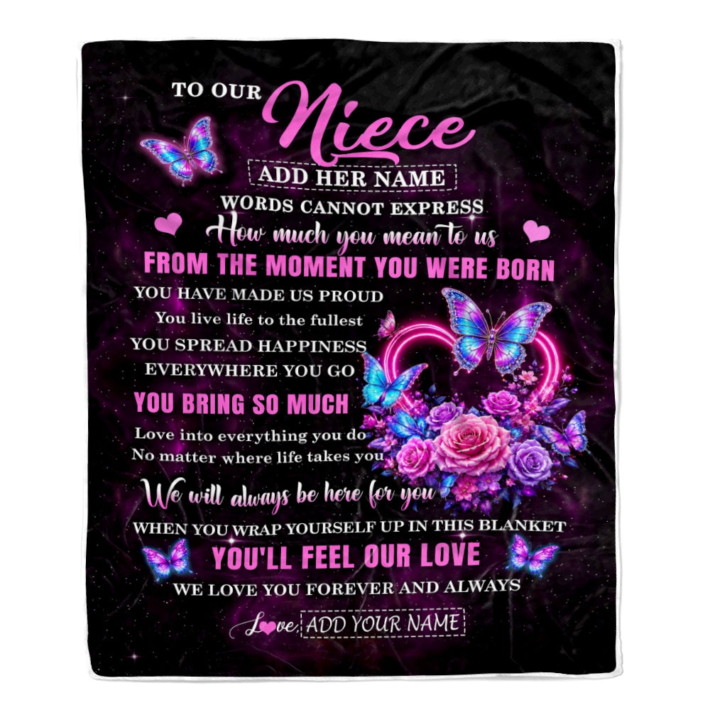 Personalized To Our Niece Blanket Sentimental Gift From Aunt Uncle Words Of Love For Niece Birthday Christmas Graduation Gifts Custom Fleece Throw Blanket Shirt & Hoodie | teecentury
