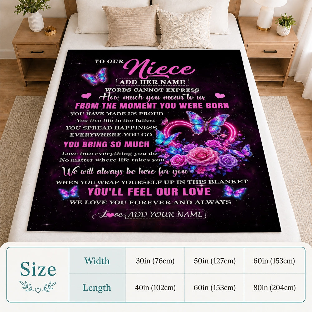 Personalized To Our Niece Blanket Sentimental Gift From Aunt Uncle Words Of Love For Niece Birthday Christmas Graduation Gifts Custom Fleece Throw Blanket Shirt & Hoodie | teecentury