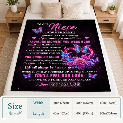 Personalized To Our Niece Blanket Sentimental Gift From Aunt Uncle Words Of Love For Niece Birthday Christmas Graduation Gifts Custom Fleece Throw Blanket Shirt & Hoodie | teecentury