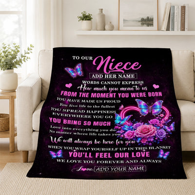 Personalized To Our Niece Blanket Sentimental Gift From Aunt Uncle Words Of Love For Niece Birthday Christmas Graduation Gifts Custom Fleece Throw Blanket Shirt & Hoodie | teecentury