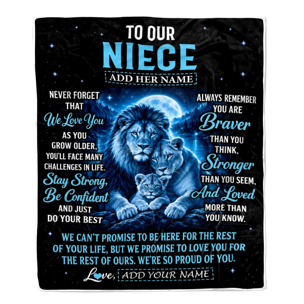 Personalized To Our Niece Gift Blanket From Aunt Uncle Lion Love Letter Graduation Gift Niece Birthday Gifts Christmas Custom Fleece Throw Blanket | teecentury