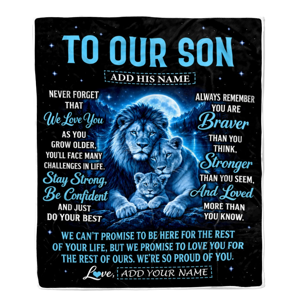 Personalized To Our Son Gift Blanket From Mom Dad Father Mother Lion Love Letter Graduation Gift Son Birthday Gifts Christmas Custom Fleece Throw Blanket | teecentury