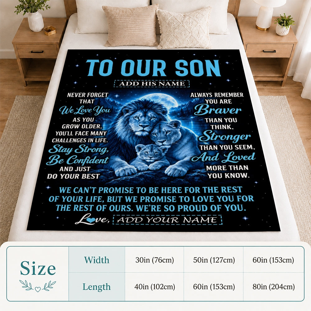 Personalized To Our Son Gift Blanket From Mom Dad Father Mother Lion Love Letter Graduation Gift Son Birthday Gifts Christmas Custom Fleece Throw Blanket | teecentury